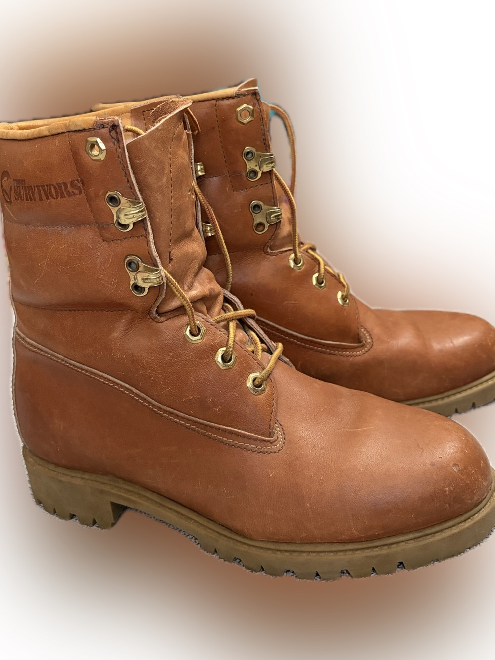 VINTAGE Survivors Men’s 7M Genuine Leather Work Boots Brown - Picture 2 of 5